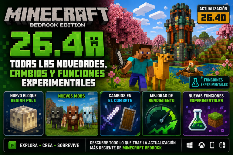 Minecraft Bedrock 26.40: todas las novedades, cambios y funciones experimentales