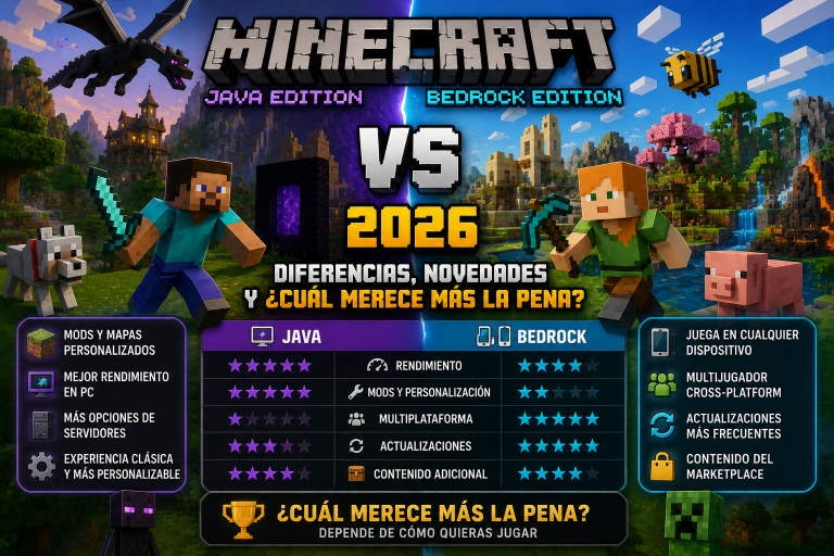 Minecraft Java vs Bedrock: ¿Cuál Elegir en 2026?