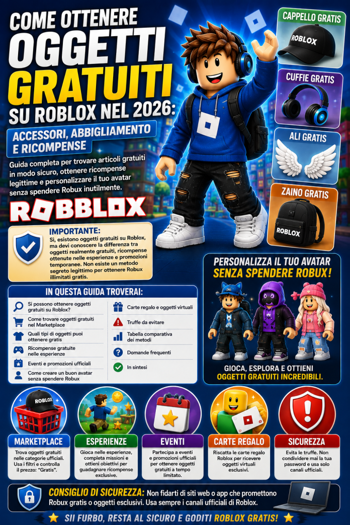 Come ottenere oggetti gratuiti in Roblox nel 2026: accessori, abbigliamento e ricompense